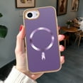 thumbnail image 2 of Dteck Magnetic for iPhone 16E (2025), Shockproof Ultra Slim Plating Electroplated PC TPU Drop-Resistant Cover Stylish Anti-Scratch Protection Shell Support Wireless Charging Cover, Darkpurple, 2 of 7