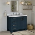 thumbnail image 2 of Ariel Taylor 42 In. Right Offset Rectangle Sink Bathroom Vanity With Carrara White Quartz Countertop 1.5 Edge In Midnight Blue, 2 of 11