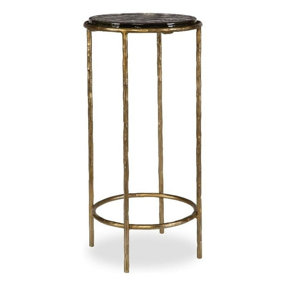 Bowery Hill Contemporary 24"H x 12"W x 12"D Accent Iron Table in Gold