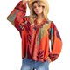 thumbnail image 2 of Camisa de Larga con Cuello en V para Mujer, Estilo Suéter Holgado Estampado para Otoño e Invierno Rojo XL, 2 of 9
