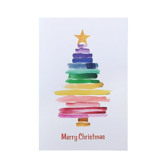 Merry Christmas Card with Watercolor Tree Design – Blank Inside – Perfect Holiday Greeting Card for Family and Friends