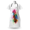 thumbnail image 3 of Music Apron, Color Splashes Violin Treble Chef Musical Notes Digital Illustration Print, Unisex Kitchen Bib with Adjustable Neck for Cooking Gardening, Adult Size, White and Multicolor, by Ambesonne, 3 of 4