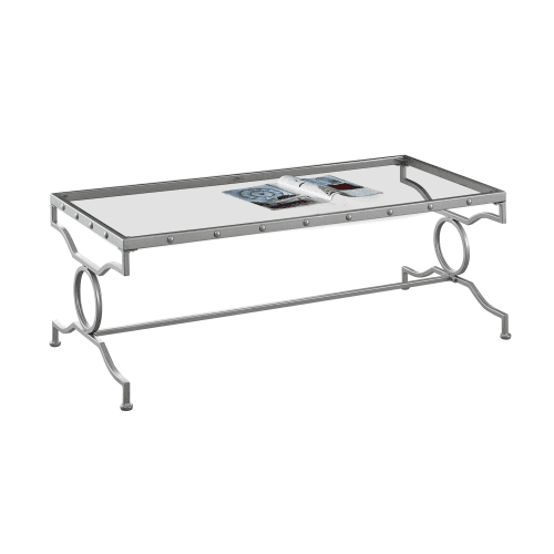 Monarch Coffee Table Silver Metal With Tempered Glass