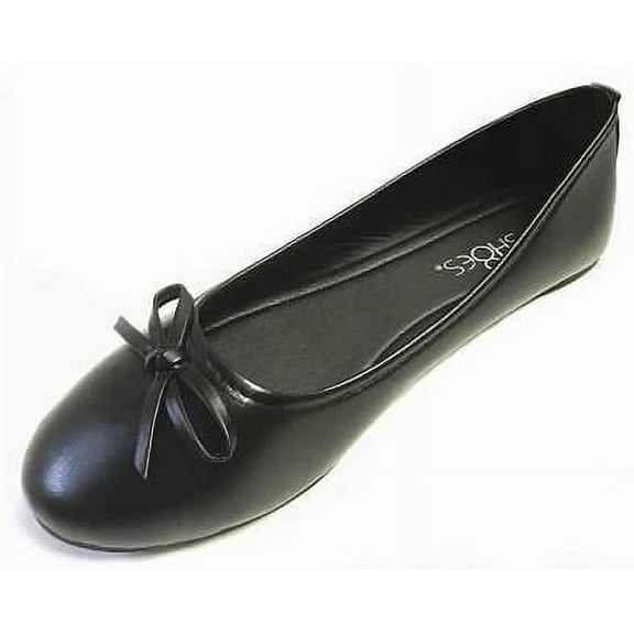 Shoes8teen Womens Ballerina Ballet Flats Shoes Leopard & Solids 8500 Black 8