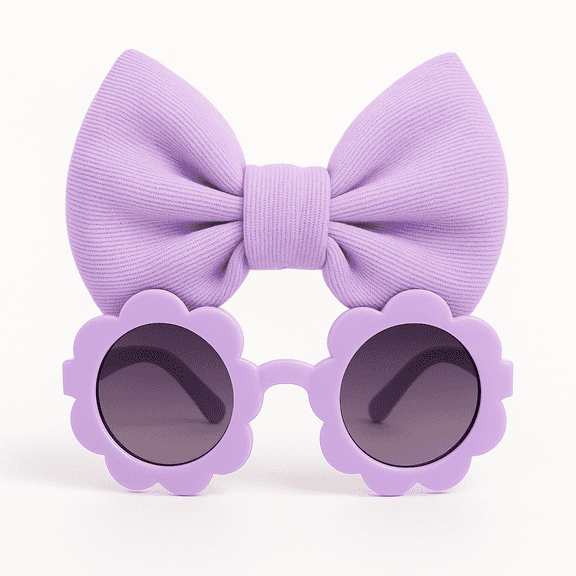 Girls' Sunglasses with Bow Headbands Set, Purple