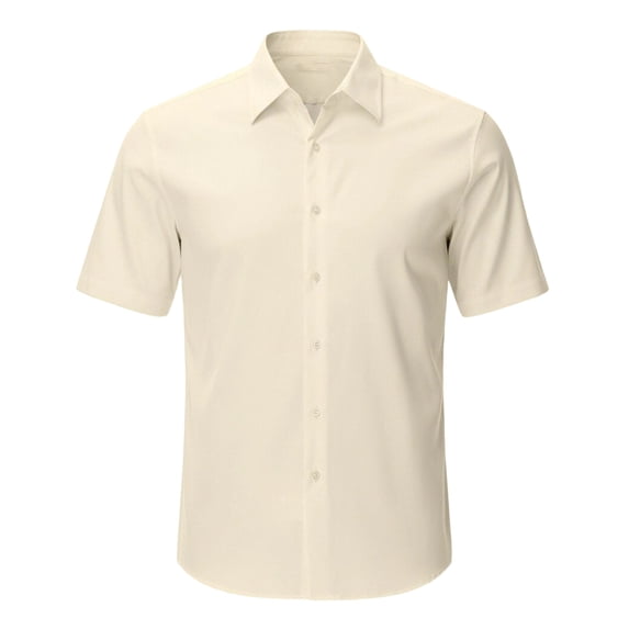 Kureaily Men's Short Sleeve Button Down Shirts Casual Printed Summer Regular Fit Beach Shirt Vacation Wedding Short Shirts,5X-Large/(Yellow)