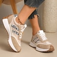 thumbnail image 2 of Rokment Women's Leopard Platform Fashion Sneakers Trendy Casual Color Block Suede Lace up Skateboard Tennis Walking Running Shoes for Woman Beige Size 6, 2 of 6