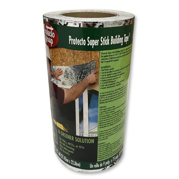 Protecto Wrap 5027177 9 x 75 ft. Super Stick Synthetic Flashing Tape, Silver - Pack of 4