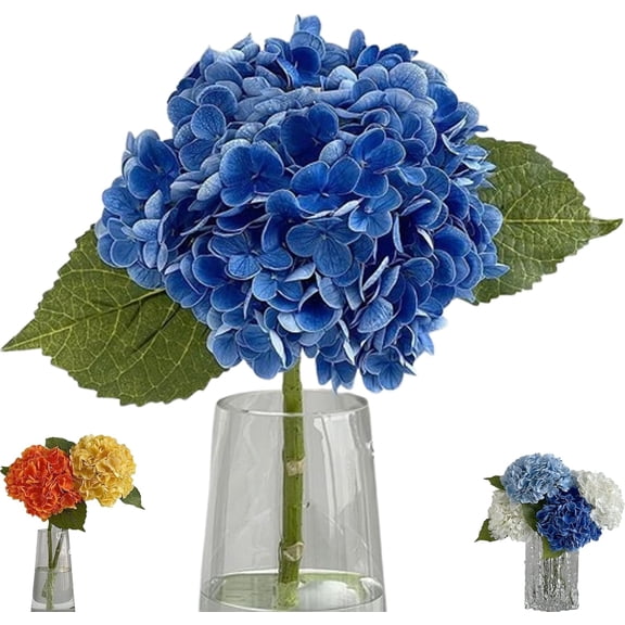 Artificial Hydrangea Flowers, Faux Hydrangea Arrangement, Spring Porch Refresh Hydrangea, for Home Decor, Party Decoration, and Living Room Floral Ornament(Dark Blue,1)
