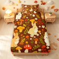 thumbnail image 3 of Homewish Kawaii Rabbit Animals Twin Sheets,Rustic Plant Mushrooms Bedding,Brown,3pcs,1 Flat Sheet,1 Fitted Sheet and 1 Pillowcase, 3 of 6