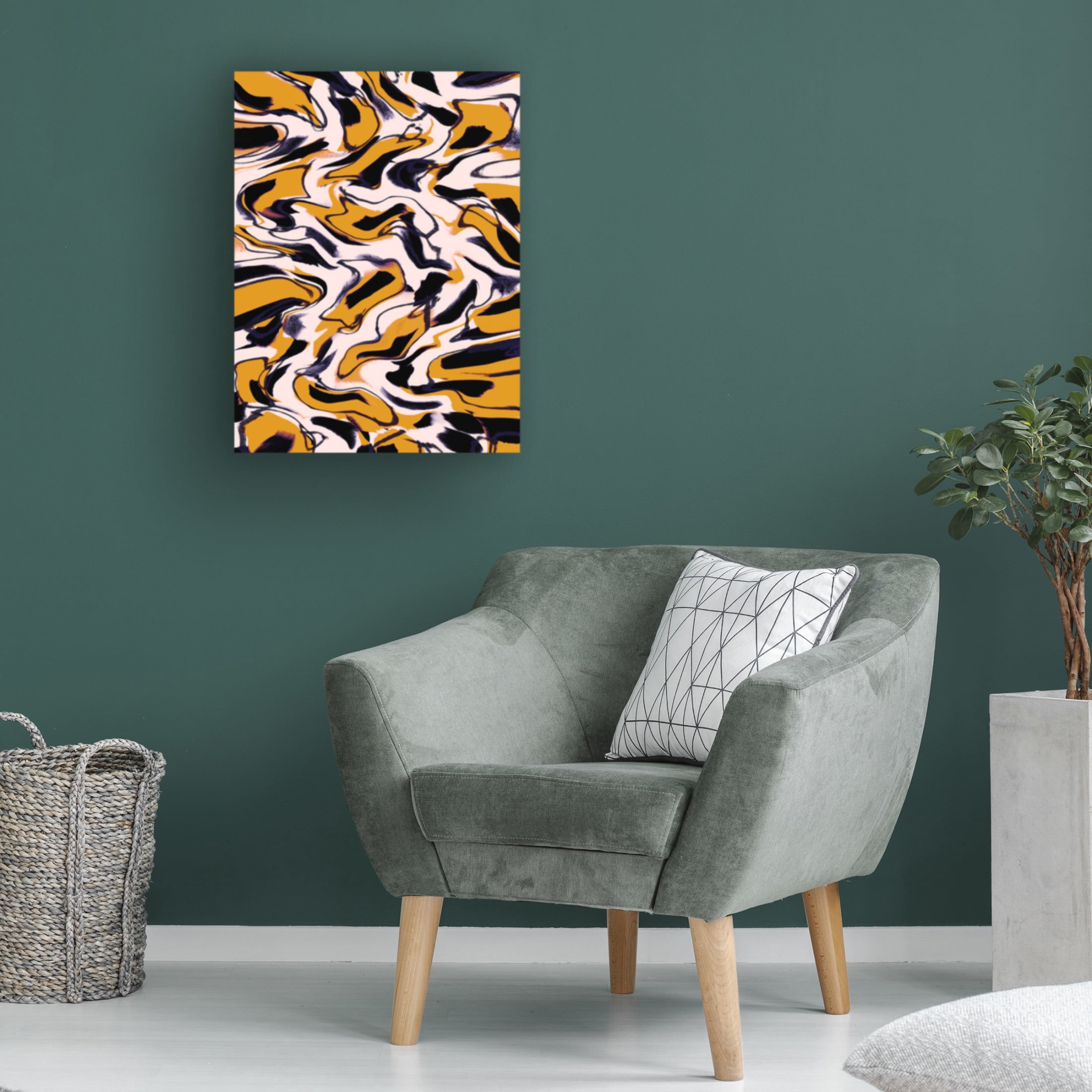 Canvas Wall Art - Treechild 'Liquid Yellow Pattern' Wall Art for Living Room, Bedroom, or Office D?cor by Trademark Fine Art - 35 x 47 Inches