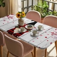 thumbnail image 3 of Red Valentines Day Table Cloths for 5 Foot Rectangle Tables, Red Love Heart Tree Vintage Patio Waterproof Elastic Fitted Tablecloths, Washable Rectangular Table Cover for Camping, 3 of 8