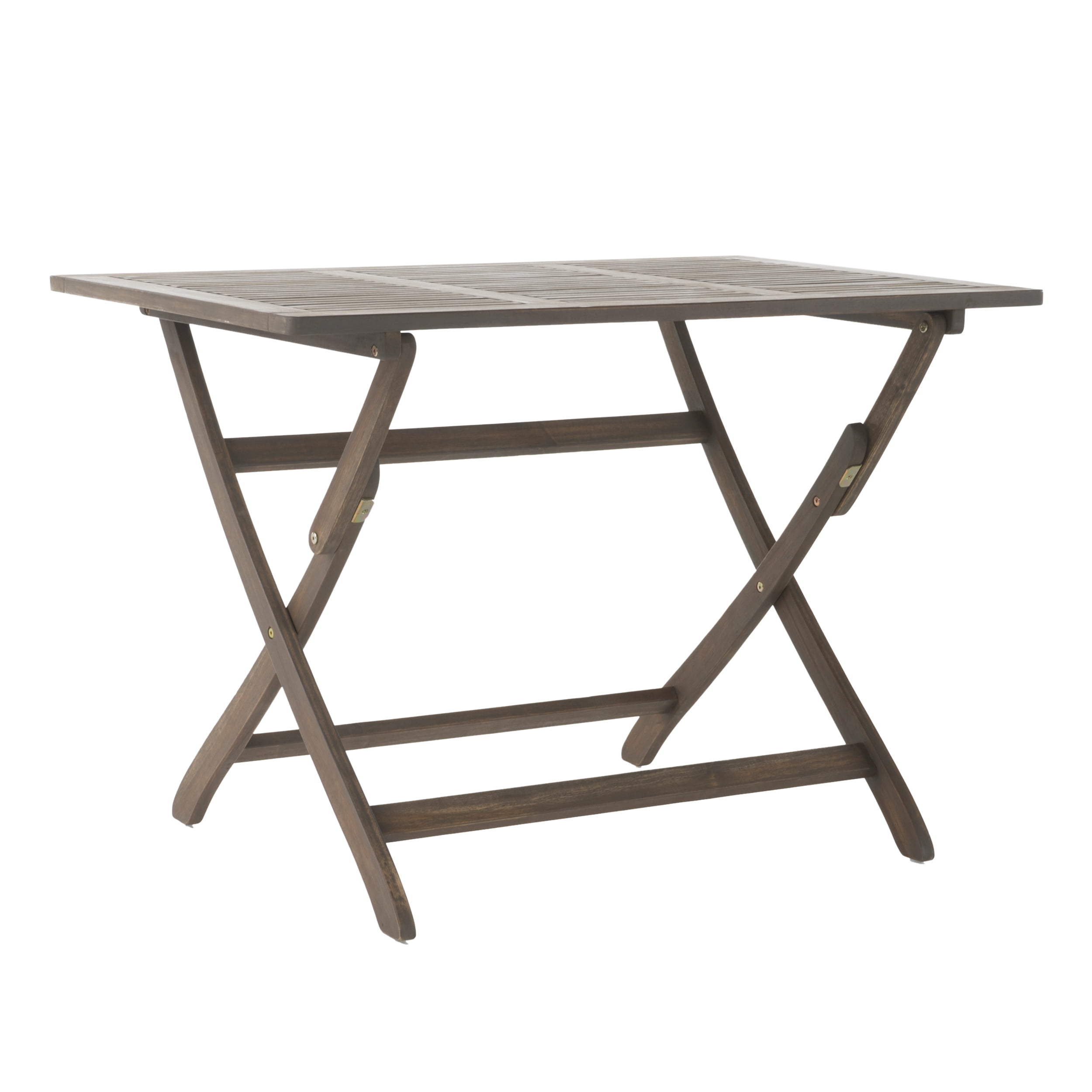 Outdoor Foldable Dining Table 43.5 Inch, Portable Acacia Wood Leisure Table for Patio Garden, Grey
