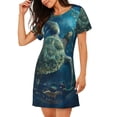 thumbnail image 2 of Rateoe Artistic Turtle Earth Print Women’s Nightdress – Cozy Cotton Short-sleeved Sleep Shirt, Loose-Fit Sleepwear, Perfect for Relaxing and Sleeping, 2 of 6