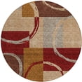 thumbnail image 5 of HomeRoots 612601 8 ft. Wheat & Burgundy Round Geometric Washable Indoor & Outdoor Area Rug, 5 of 5