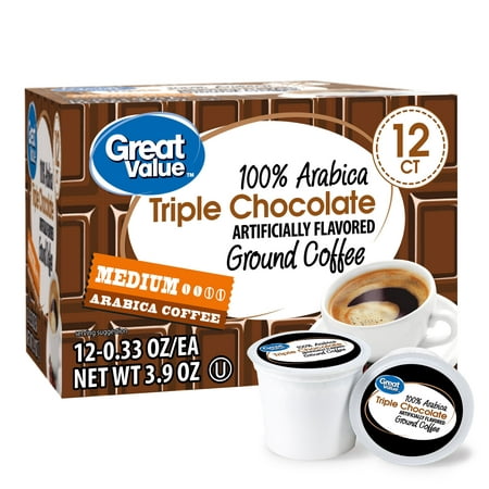 Great Value 100% Arabica Triple Chocolate Medium Roast Coffee Pods, 12 Ct