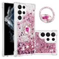 thumbnail image 1 of Funda para Samsung Galaxy S23 Ultra 5G con Brillo Líquido Flotante, Purpurina, Parachoques y Anillo Giratorio Soporte, 1 of 5