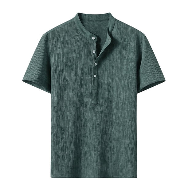 Camisas De CompresióN Para Hombre Moda de primavera y verano para hombre, camisa informal de manga corta con cuello levantado, camisetas transpirables para hombre (AG, M)