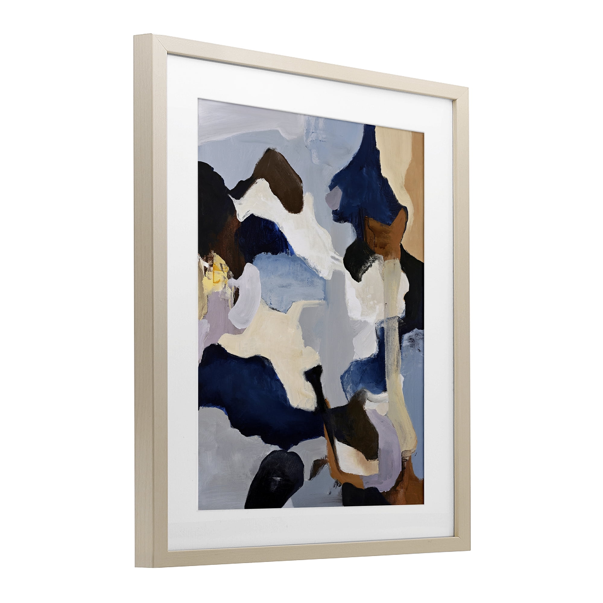 Cool Tones Composition Birch Framed Print Under Glass, design by Design Fabrikken