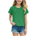 thumbnail image 2 of Kogui Girls Tops Girls Summer Tops Fashionable Short Sleeve T-Shirt Casual Daily Shirt for Kids Size 13-14 (Green,13-14 Years), 2 of 4