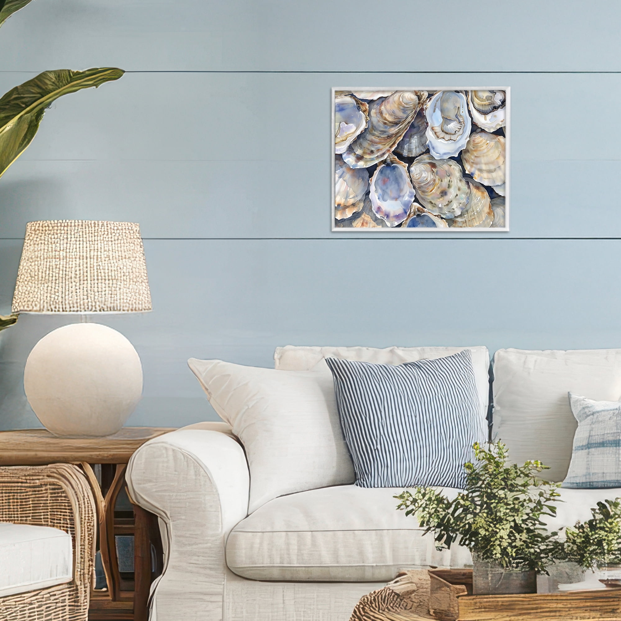 Stupell Industries Oyster Shellabration Pile White Framed Giclee Art, design by Heidi Kuntz