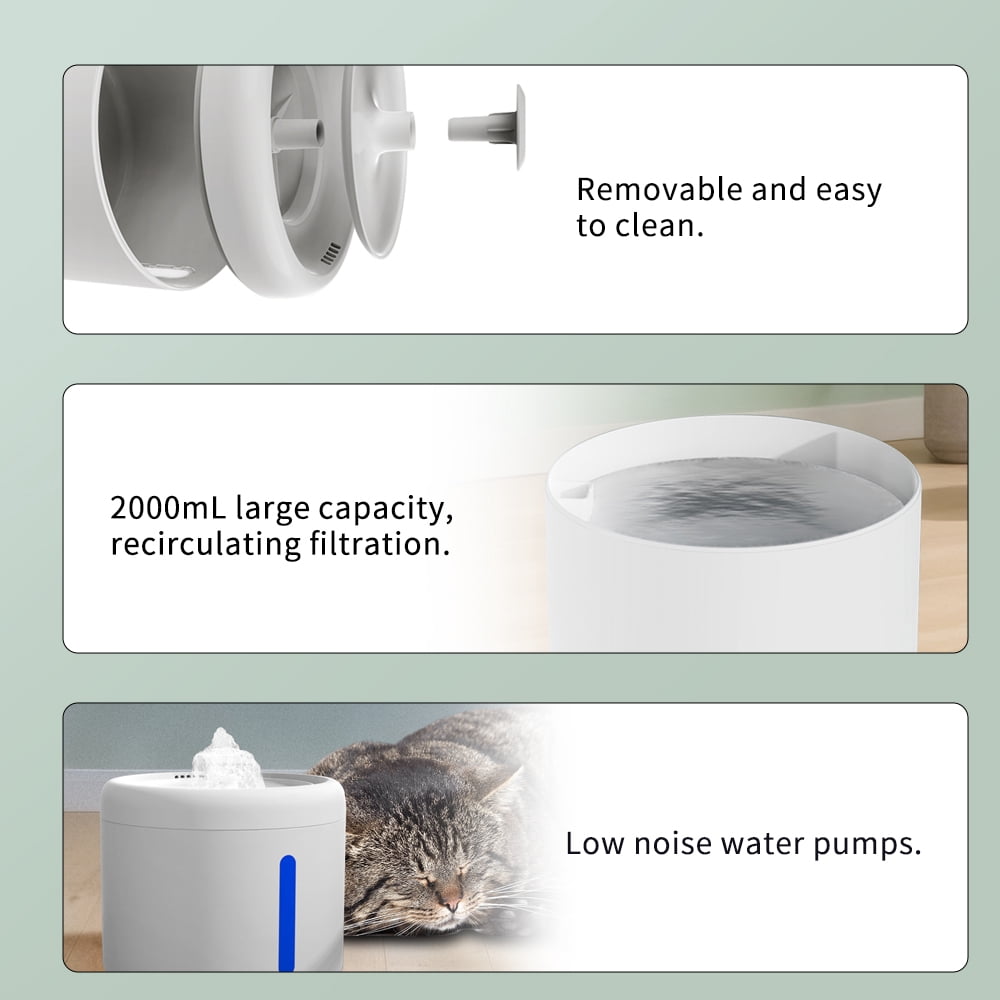 Circulating Cat Water Fountain + Scratching Tower, Ultra Quiet Drinking Dispenser with Ripple Basin, Designed to Increase Hydration for Cats & Small Animals (2000ML)