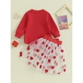 thumbnail image 4 of Bagilaanoe 2Pcs Newborn Baby Girls Valentine’s Day Clothes Letters Print Long Sleeve Romper Tops + Heart Tulle Skirt 3M 6M 9M 12M 18M Infant Casual Skirt Set, 4 of 8