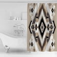 thumbnail image 4 of Extra Long Shower Curtain 72x84 Inch, Black Brown Shower Curtain Waterproof Bathroom Decor Boho Vintage Southwestern Ethnic Geometric Fabric Bath Curtain Set Accessories with Hooks, 4 of 6