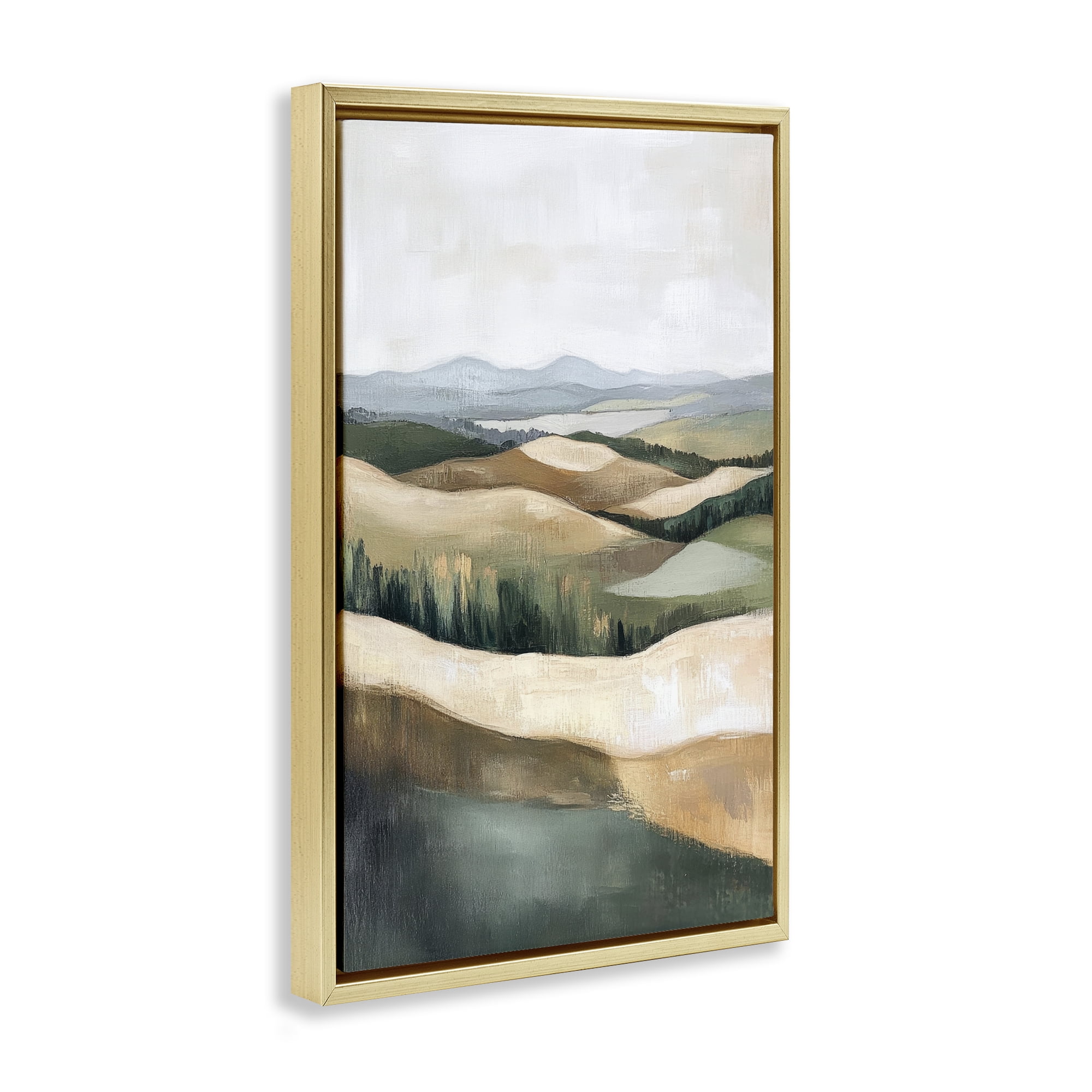 Stupell Industries Tranquil Rolling Hills & Fields Gold Framed Floater Canvas Wall Art, design by Petal Prints Design