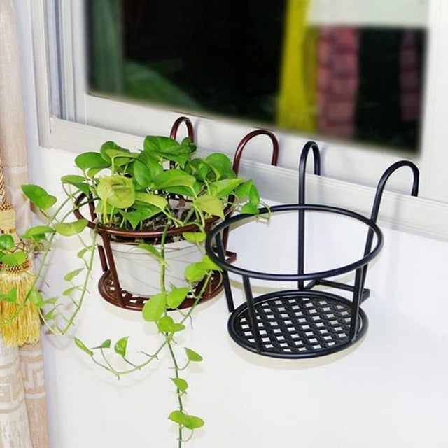 Plant Shelf Easy-Installation Multi-Use Iron Fence Balcony Hanging Flower Basket Home Decoration