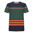 thumbnail image 5 of Kalauyu Men's Color Block Short Sleeve Crewneck T Shirts Casual Summer Striped Tee Shirt Streetwear Trendy Tops, 5 of 5
