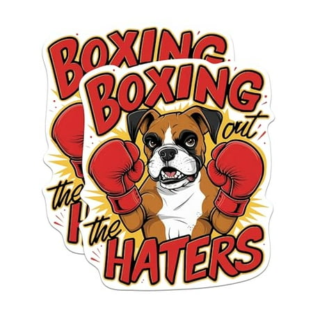 

(2 Pack) Boxing Out The Haters Magnets - Funny Boxer Dog Breed Magnets - Boxer Mom - 5 Inches On Longest Side - Premium Magnet - for Cars Refrigerators Toolboxes - Made in USA - MAG2155