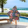 thumbnail image 3 of Yayeee Kids Hooded Towel with Hand Pockets Beach Soft Absorbent Bath Wrap 50 x 23.5 inch, Vibrant Blooming Flowers, 3 of 5