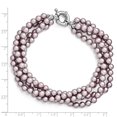 thumbnail image 4 of Sterling Silver 4 Row 4-5mm Purple Shell Bead Twisted Bracelet, 4 of 4