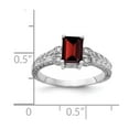 thumbnail image 3 of Solid 14k White Gold 7x5mm Emerald Cut Garnet January Red Gemstone Diamond Engagement Ring Size 8.5 (.04 cttw.), 3 of 6