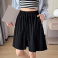 thumbnail image 4 of Mitankcoo Elastic Waist Shorts for Women Drawstring Denim Summer Casual Everyday Wide Leg Bermuda Shorts M-XL, 4 of 4