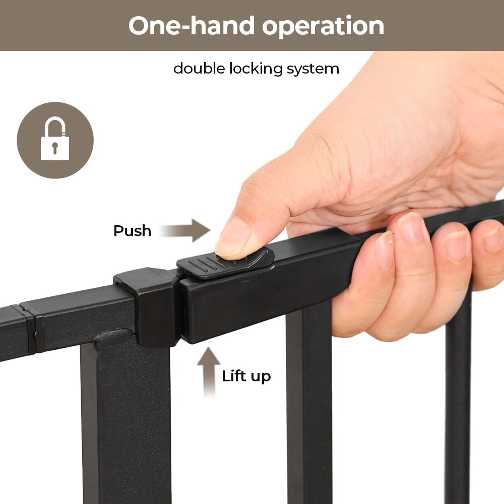 Baby Safety Gate, DOMIPET 29.5-46" Pet Gate for Stairs and Doorway,Pressure Mount Baby Gate for Ages 6 to 36 Months, Black