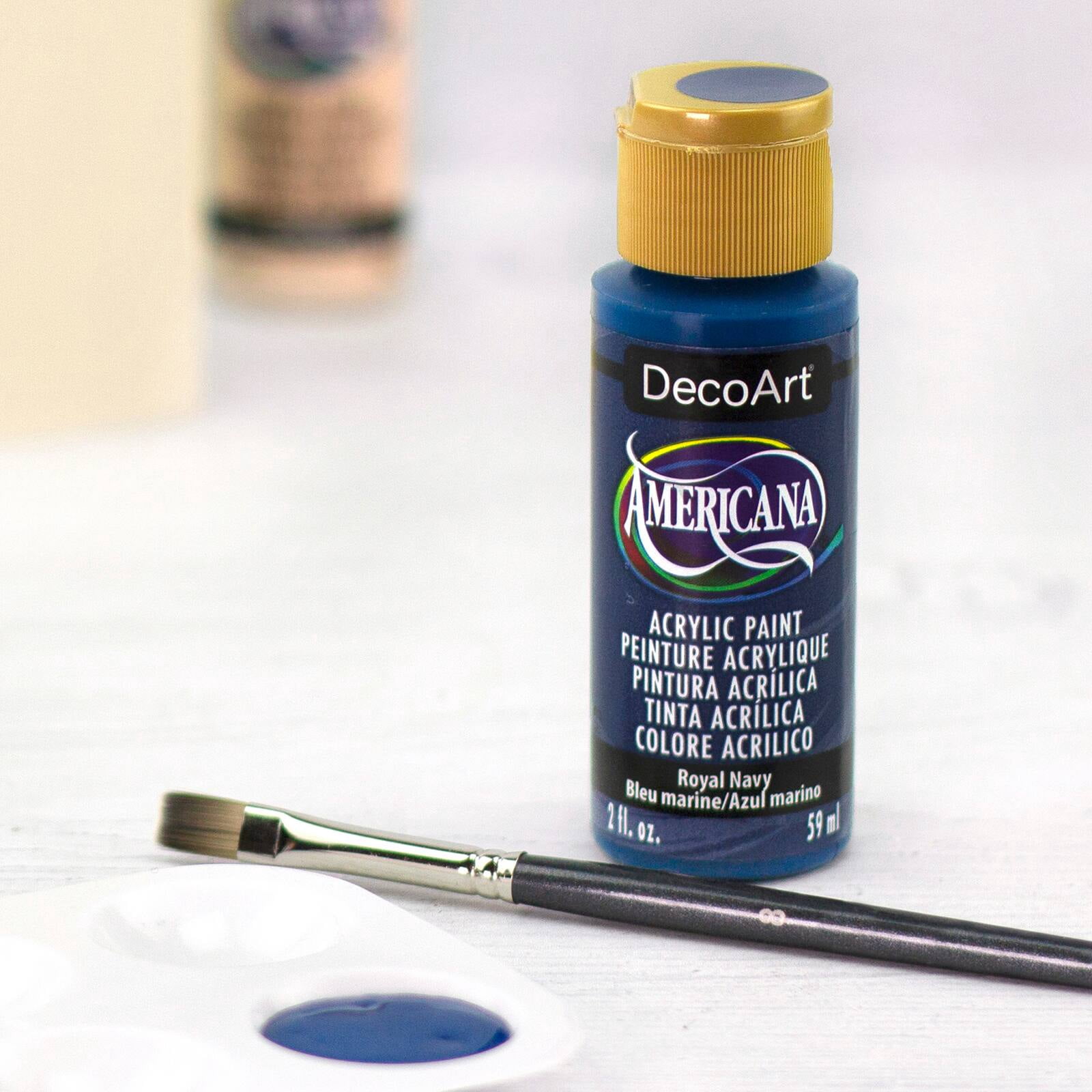 DecoArt 2oz. Royal Navy Acrylic Paint by Americana - Non-Toxic Paint for Drawing, Painting, Art & Crafts Supplies - Bulk 12 Pack