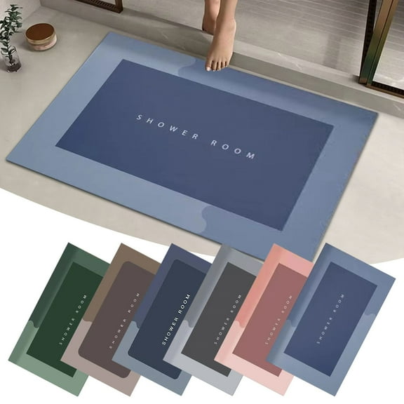 1* Floor Mat Bath Mat Rubber Bath Mats Quick Drying Non Slip Bathroom Mat Super Absorbent Bath Mat Instant Dry Bathroom Rug in Front of the Kitchen Sink Shower Room Bathtub Square Carpet