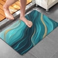 thumbnail image 3 of Teal Marble Gold Wave Pattern Bathroom Rugs Mat,Non Slip Microfiber Bathroom Rug,Rubber Backing,Soft Bathroom Mats for Bathroom Floor,Tub and Shower,20x32in(50x80cm), 3 of 3