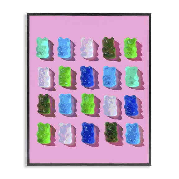 Stupell Industries Contemporary Gummy Candy Bears Pattern Black Framed Giclee Art, 16 x 20, by Lil' Rue