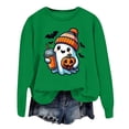 thumbnail image 4 of Halloween Sweatshirt for Women Hoodless Sweatshirt Oversized Crewneck Sweatshirt for Women Long Sleeve Pullover Comfort and Relaxed Fit Green M, 4 of 4