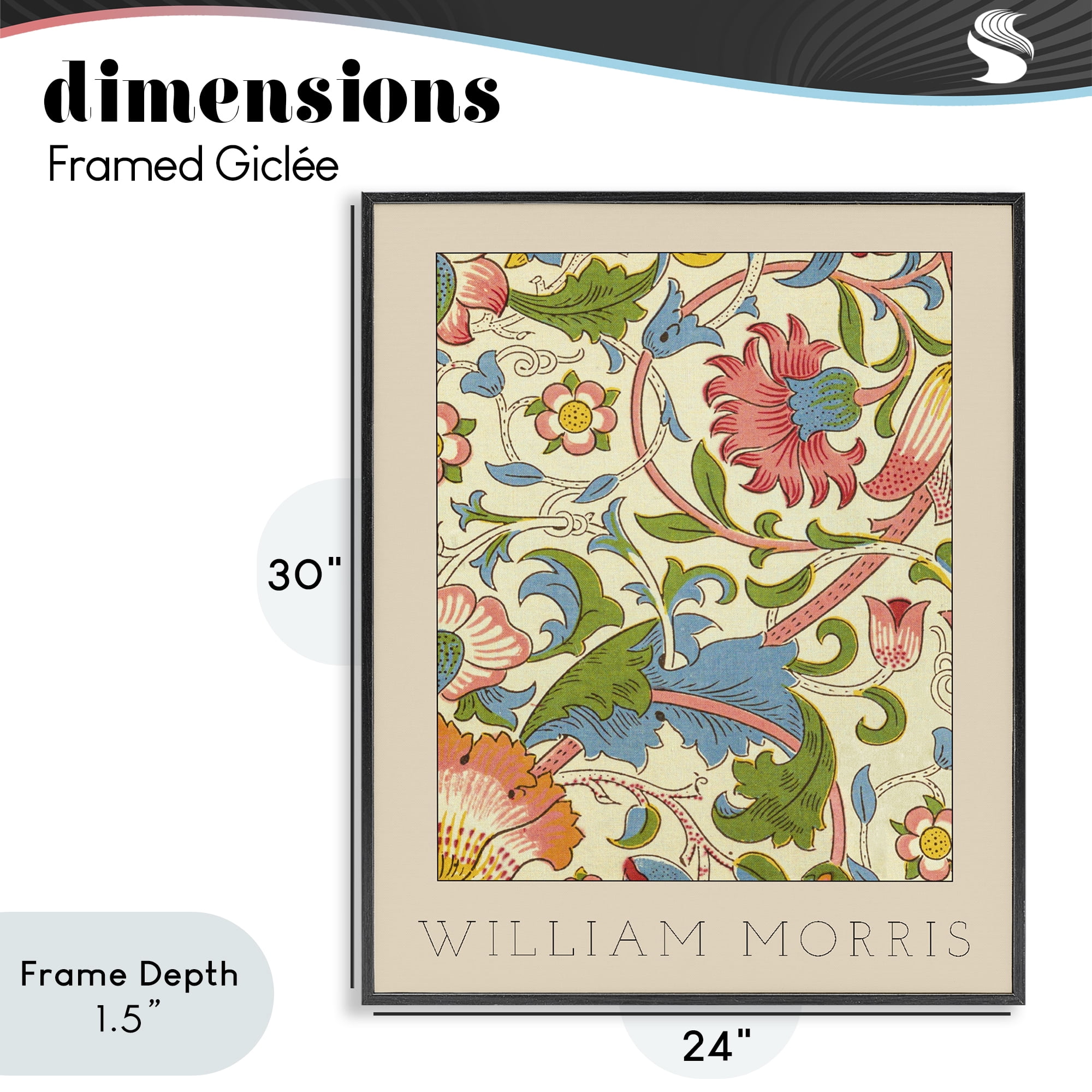 Stupell Industries Stylish Boho Classic Flowers Black Framed Giclee Art, design by Lil' Rue