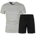 thumbnail image 4 of Gyexs Mens Short Sets 2 Piece Outfits Casual Outdoor Sportswear Short Sleeve T-Shirt with Drawstring Shorts Grey, Size L4, 4 of 4