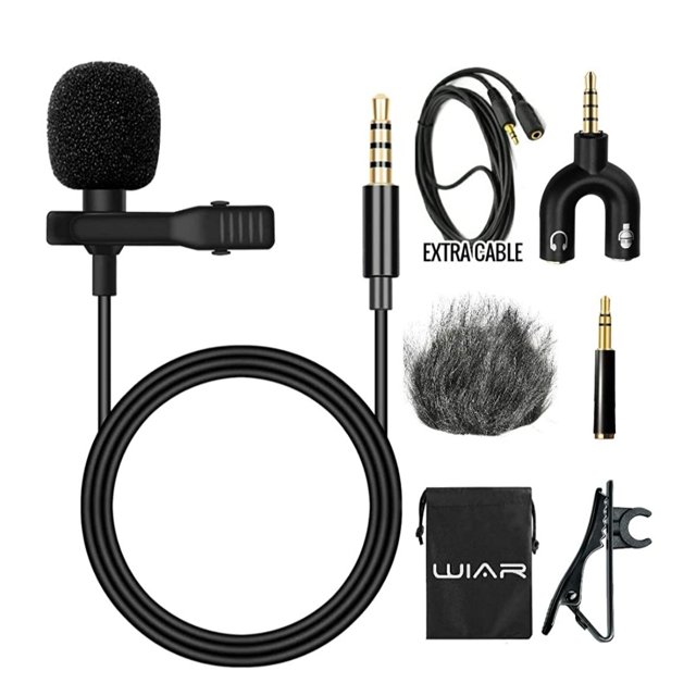 Micrófono Solapa Lavalier WIAR Universal para celular Android y iPhone 3.5mts