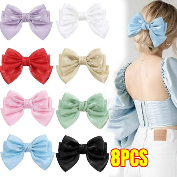 8PCS Hair Clip Big Tulle Layered Hair Bows for Women 8 Inch Barrette Hair Clip Large Summer Bows Style Hair Accessories
