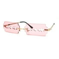 thumbnail image 2 of Razor Blade Shape Funky Hipster Rimless Sunglasses Gold Pink, 2 of 4