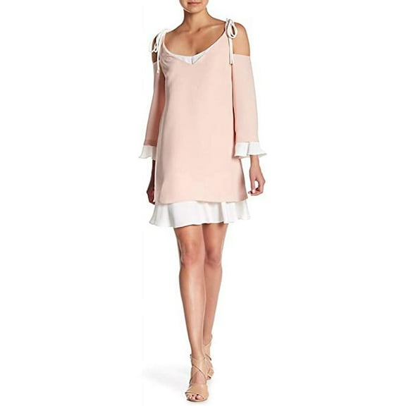 Nanette Nanette Lepore Layered Shoulder Tie Dress, Sheer Pink/Marshmallow, 10
