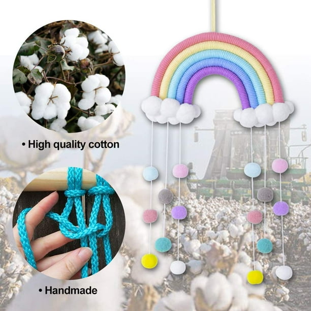 Macrame Rainbow Wall Hanging Decor Garland Colorful Ball for Kids Room Girls Bedroom Baby Shower Nursery DecorationsDecorations Kids Room Wall Decor
