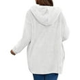 thumbnail image 4 of Huowey Womens Overcoat Soft Wool Fuzzy Hooded Jacket Long Sleeve Casual Open Front Cardigan With Pockets Lightweight Outdoor Dailywear,White,XL, 4 of 7